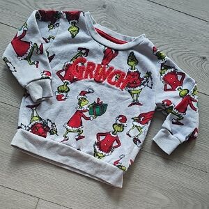 Thre Grinch Fuzzy Christmas Crewneck Pullover Sweater, 2T